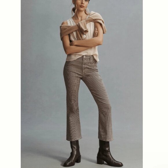 FRAME Le Crop Flare High Rise Jeans Gingham Check Pants